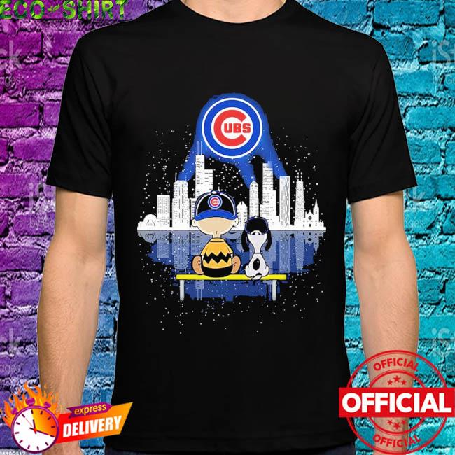 Official charlie Brown And Snoopy Dog Watching City Chicago Cubs T