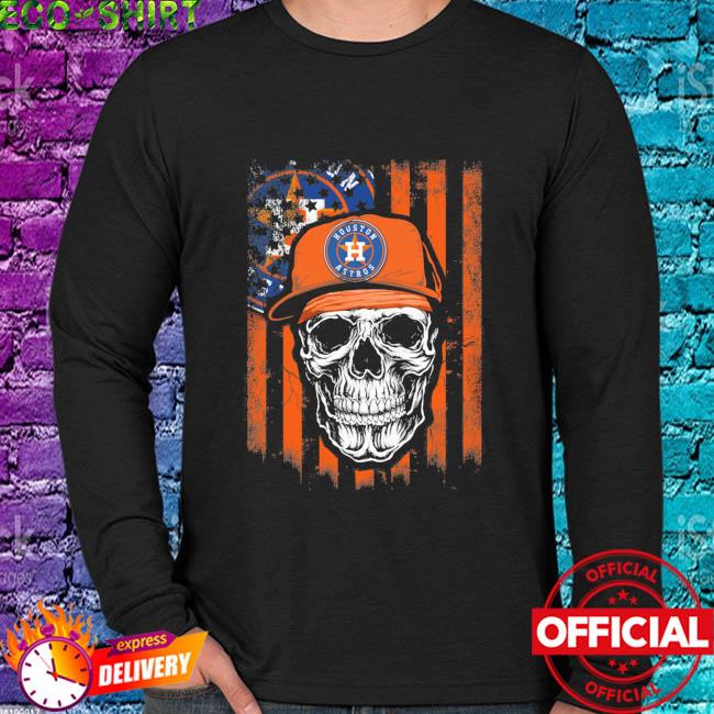 Skull Hat Houston Astros logo 2021 American flag shirt, hoodie, sweater,  long sleeve and tank top