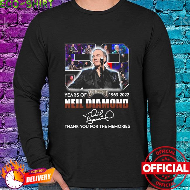 Original official Neil Diamond 60th anniversary 1962 2023 thank you for the  memories shirt, hoodie, sweater, long sleeve and tank top