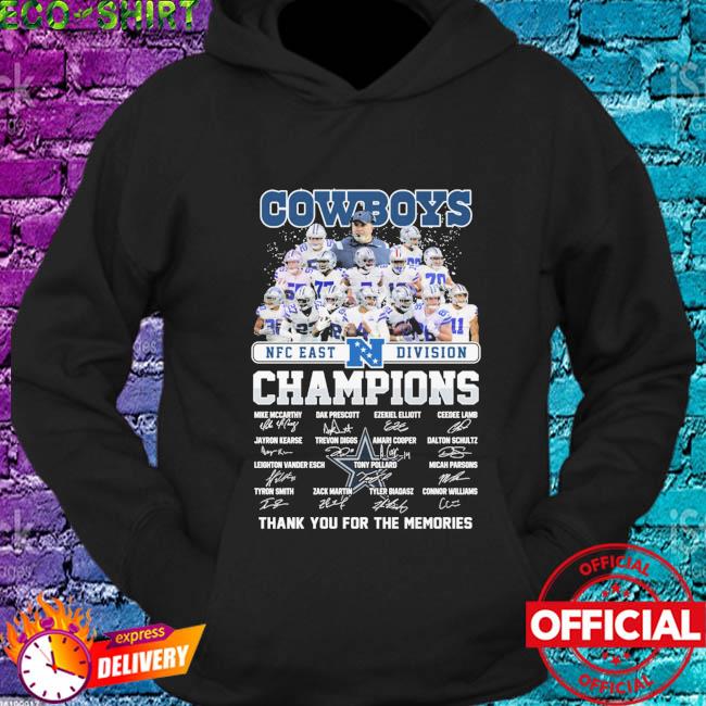 Dallas Cowboys 2021 NFC east division champions thank you for the memories  signatures shirt, hoodie, longsleeve tee, sweater