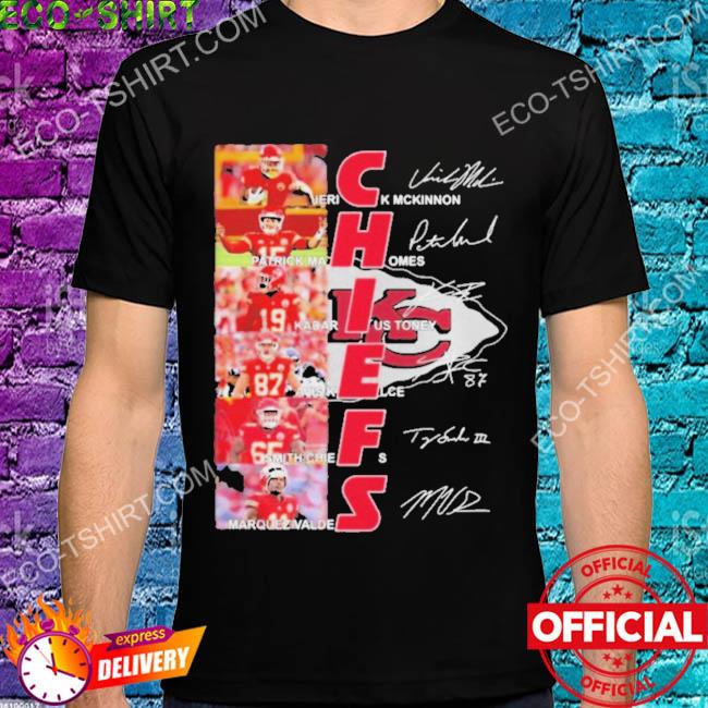 Awesome kansas City Chiefs Jerick Mckinnon Patrick Mahomes Kadarius Toney  Signatures Shirt - Teespix - Store Fashion LLC