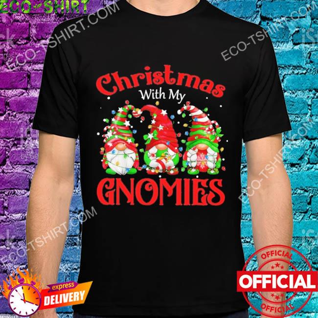 Christmas with my gnomies lights stars sweater