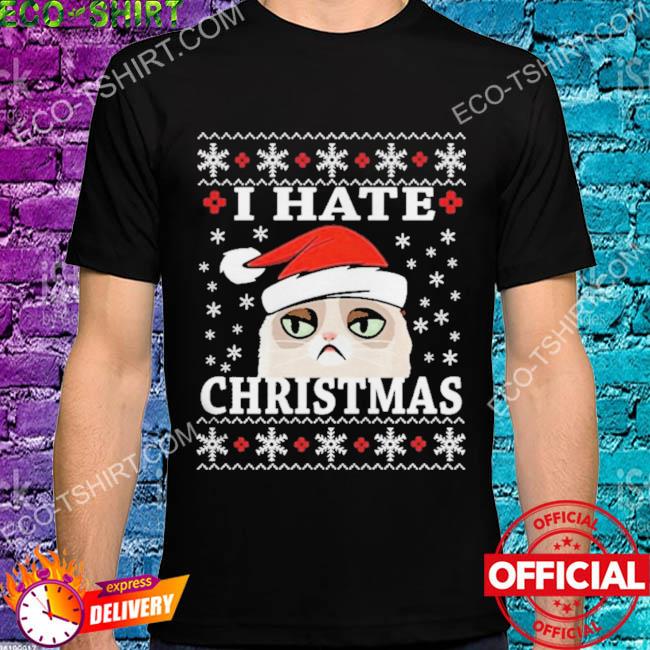 I hate Christmas sarcastic cat ugly 2022 sweater