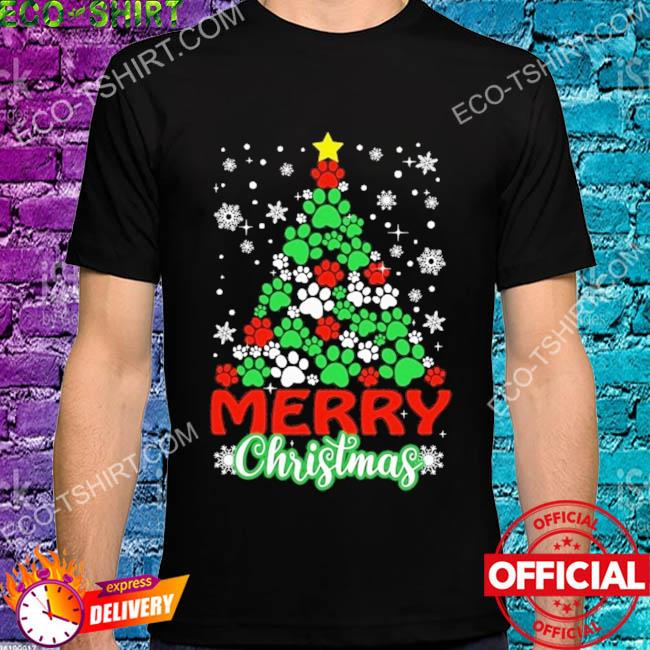 Merry Christmas tree footprint sweater