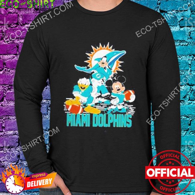 NFL Miami Dolphins Mickey Mouse Donald Duck Goofy Football Shirt V-Neck  T-Shirt