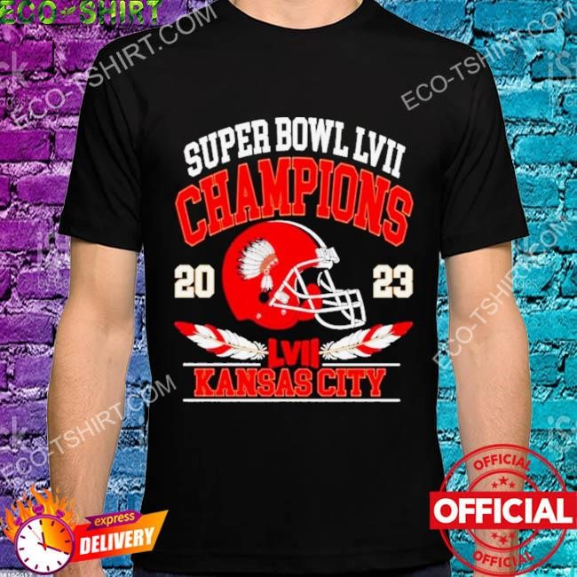 Kansas city Chiefs super bowl lvii 2023 champions helmet shirt