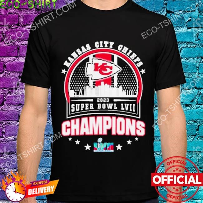 Kansas city Chiefs super bowl lvii 2023 champions matchup skyline shirt
