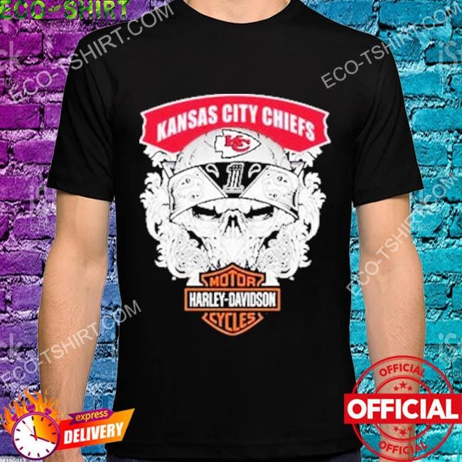 Kansas City Chiefs Mashup Harley Davidson Skull Nfl Football T-shirt